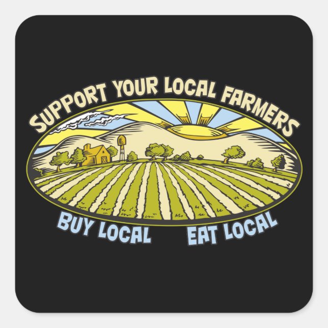 Support Your Local Farmers Square Sticker (Front)