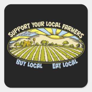 Support Your Local Farmers Square Sticker