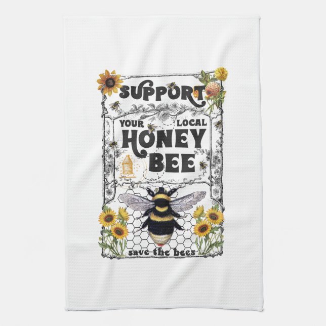 Support Your Local Honey Bee - Kitchen Towels (Vertical)