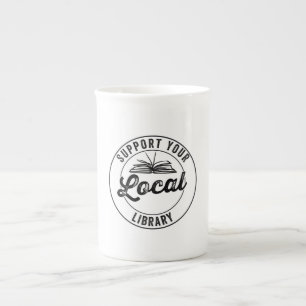 support your local library bone china mug