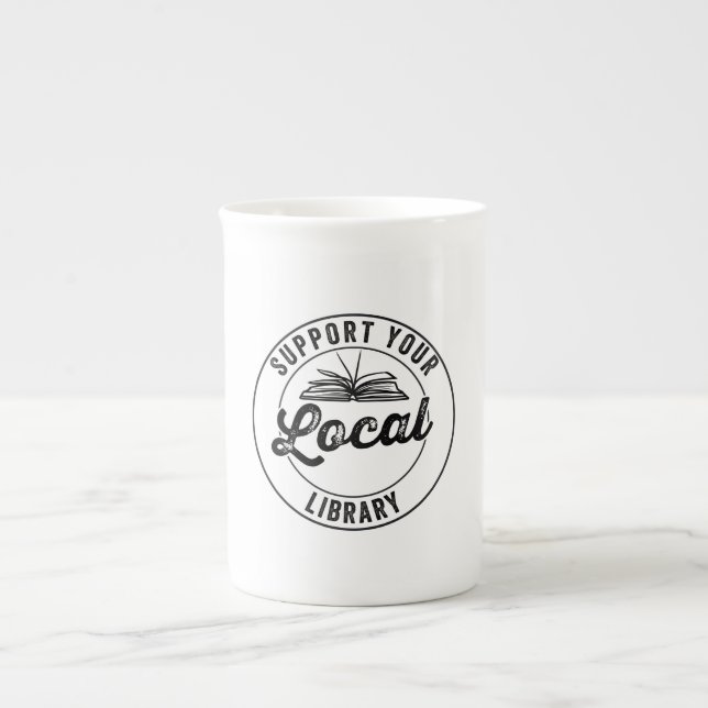 support your local library bone china mug (Front)