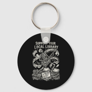 Support your local library goth book key ring