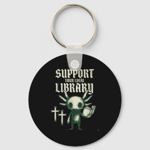 Support your local library goth book key ring