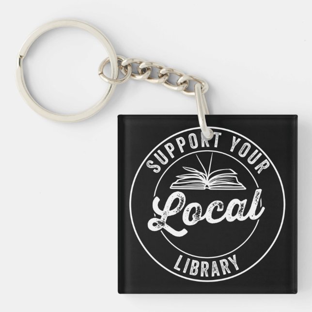 Support Your Local Library Magnet Key Ring (Front)