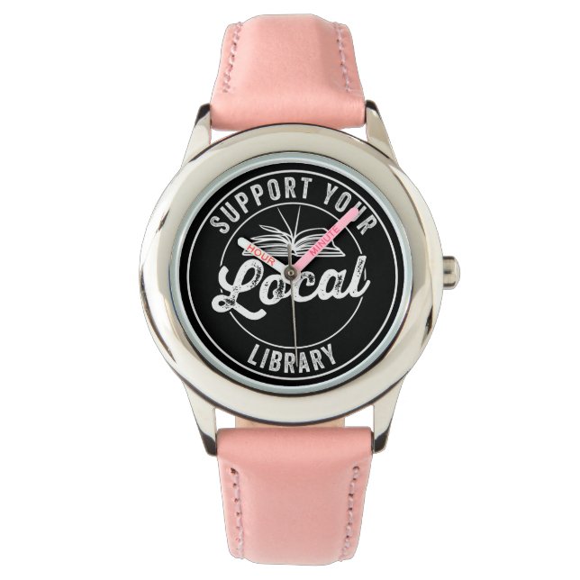 Support Your Local Library Magnet Keychain Coaster Watch (Front)