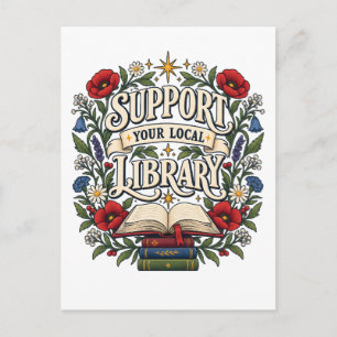 Support your local library postcard