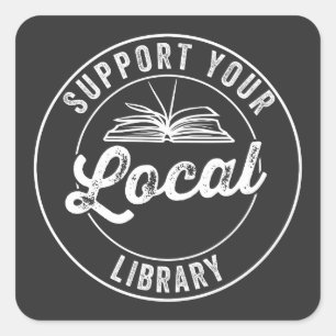 support your local library square sticker