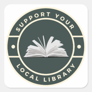 support your local library square sticker
