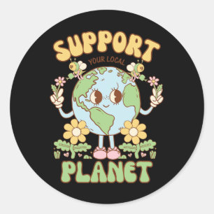 Support Your Local Planet Men Women Kids Bee Earth Classic Round Sticker