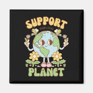 Support Your Local Planet Men Women Kids Bee Earth Magnet