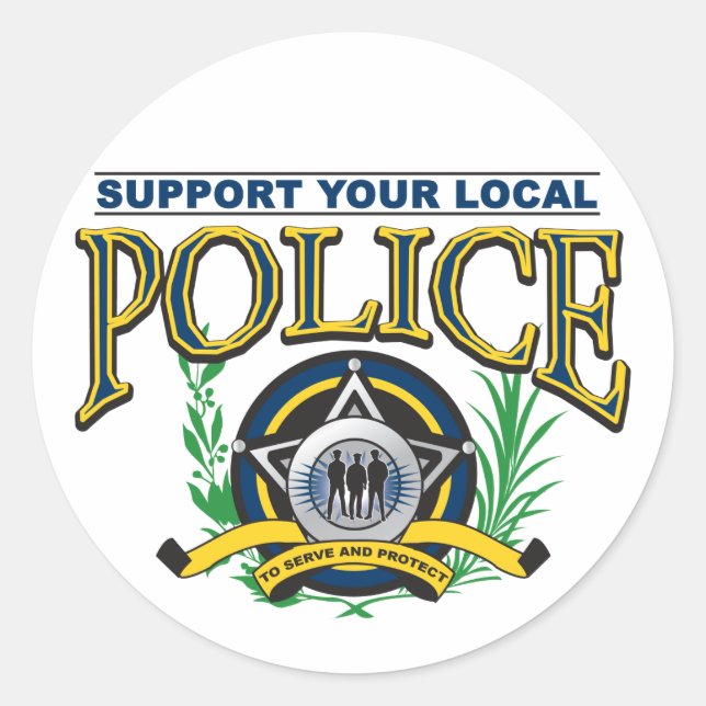 Support Your Local Police Classic Round Sticker (Front)