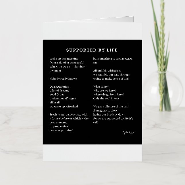 Supported by life self love encouragement poem  foil greeting card (Front)