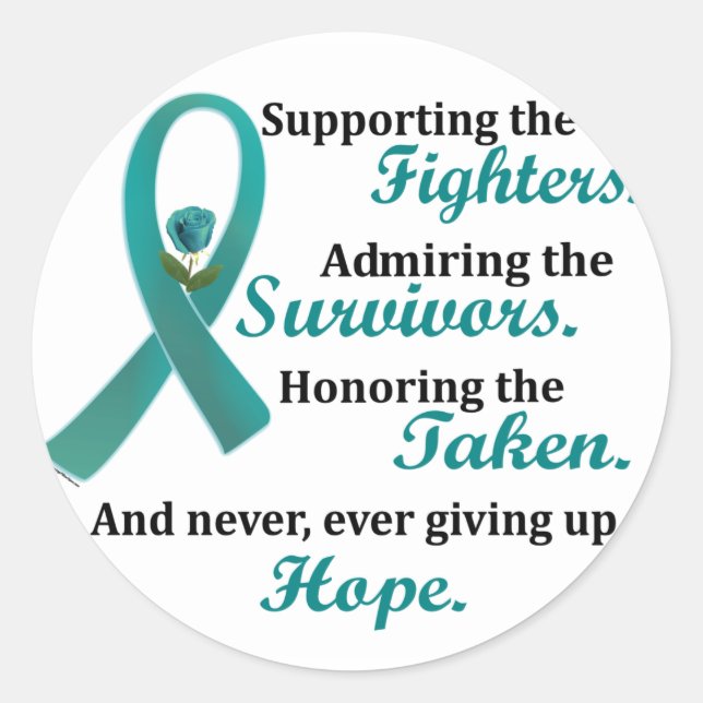 Supporting Admiring Honouring 2 OVARIAN CANCER Classic Round Sticker (Front)