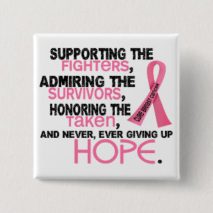 Supporting Admiring Honouring 3.2 Breast Cancer 15 Cm Square Badge