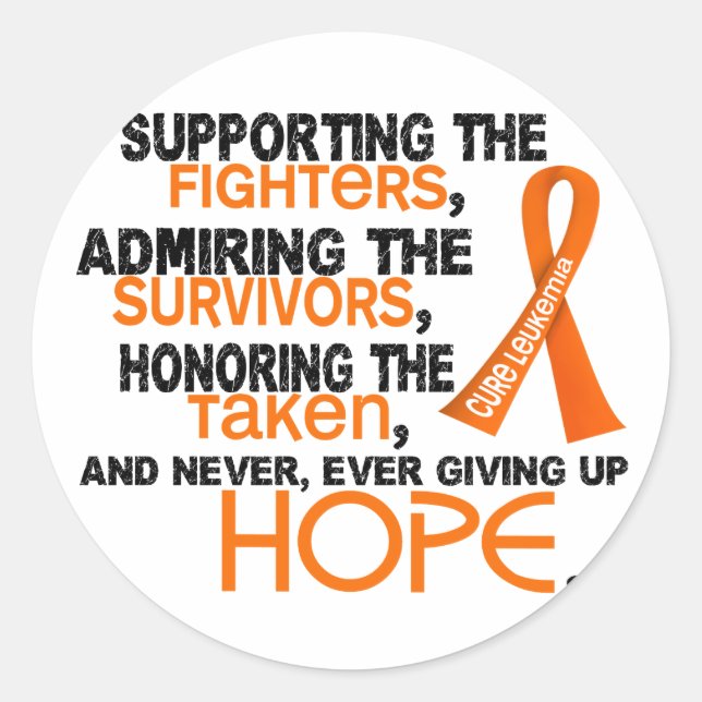 Supporting Admiring Honouring 3.2 Leukaemia Classic Round Sticker (Front)