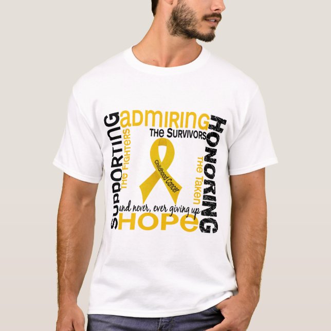 Supporting Admiring Honouring 9 Childhood Cancer T-Shirt (Front)