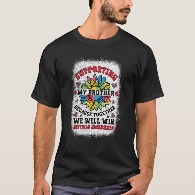 Supporting Autism Brother Autism Awareness Boys Gi T-Shirt (Front)