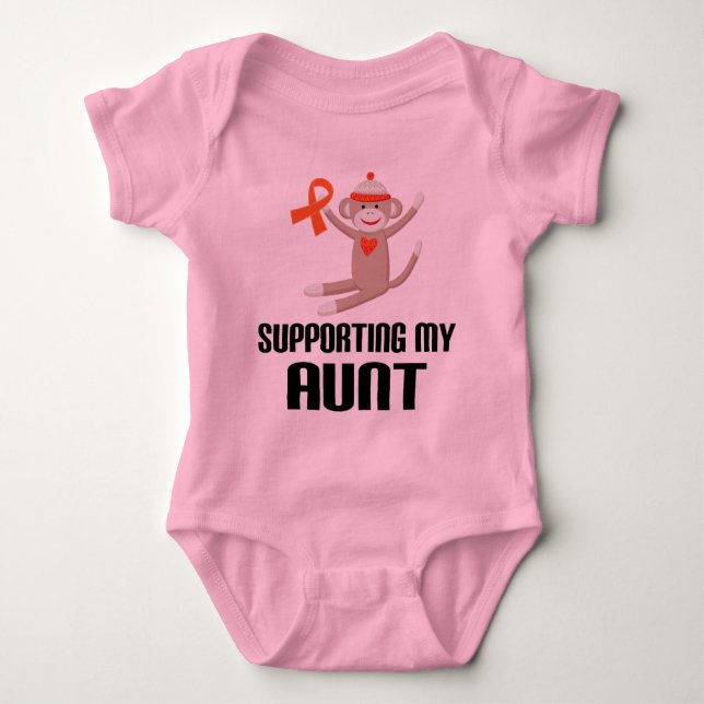 Supporting My Aunt Orange Awareness Ribbon Baby Bodysuit (Front)