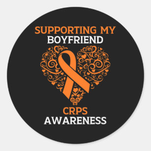 Supporting My Boyfriend Rsd Crps Awareness Orange Classic Round Sticker