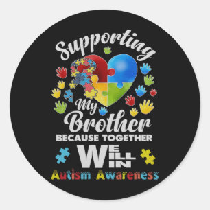 Supporting My Brother Puzzle Autism Awareness Mont Classic Round Sticker