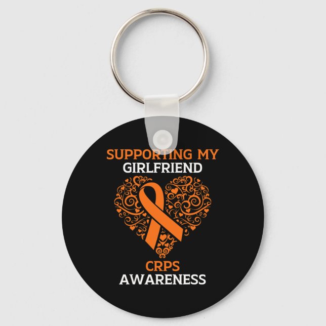 Supporting My Girlfriend Rsd Crps Awareness Orange Key Ring (Front)