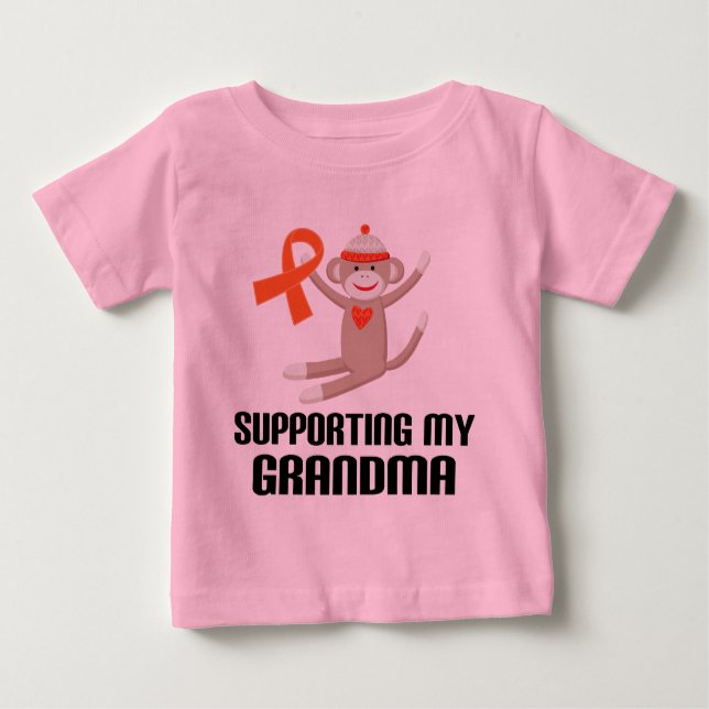 Supporting My Grandma Orange Awareness Ribbon Baby T-Shirt (Front)