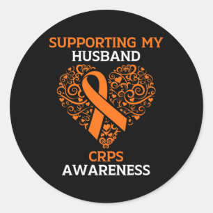 Supporting My Husband Rsd Crps Awareness Month Ora Classic Round Sticker