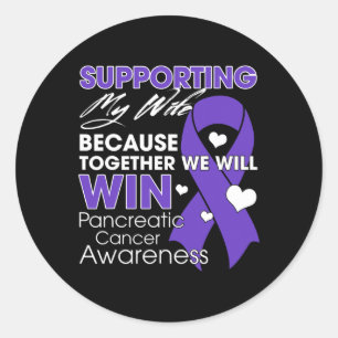 Supporting My Wife Pancreatic Cancer Awareness Sup Classic Round Sticker