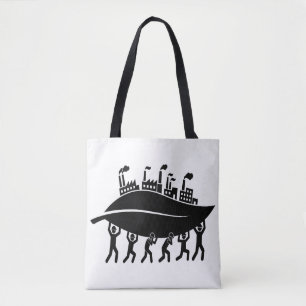 Supporting sustainable green industry and teamwork tote bag