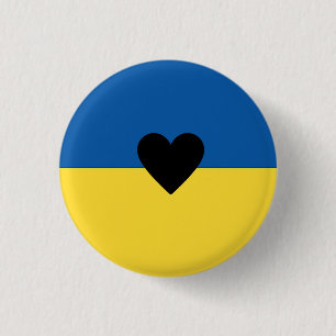 Supporting Ukraine, Ukrainian flag heart  Keychain 3 Cm Round Badge