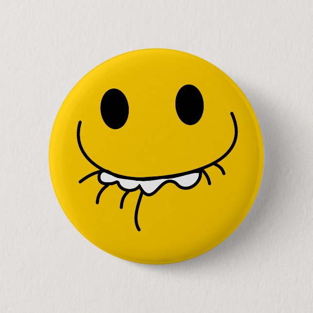 Suppressed laughing yellow face 6 cm round badge (Front)