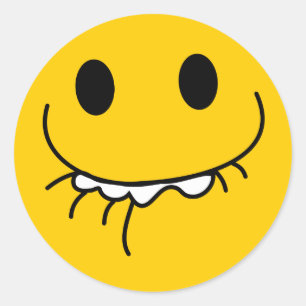 Suppressed laughing yellow face classic round sticker