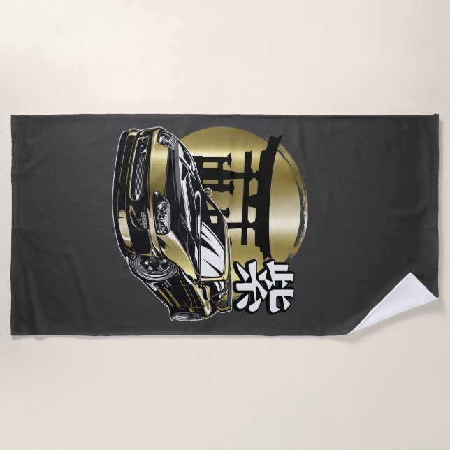 Supra Mk 4 Golden Drift Car Beach Towel (Front)