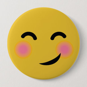 Supre cute blushing emoji 10 cm round badge
