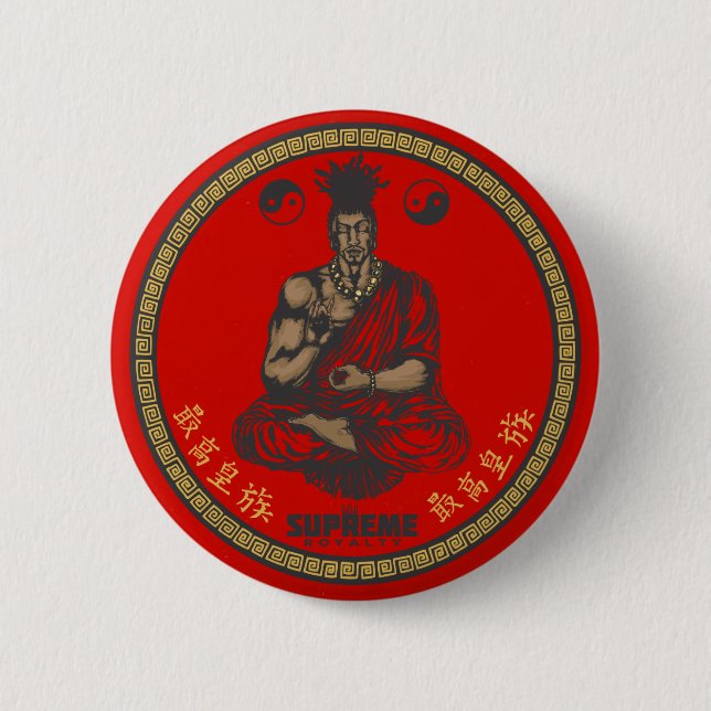 Supreme Royalty First Buddhist Button(Red,Gold) 6 Cm Round Badge (Front)