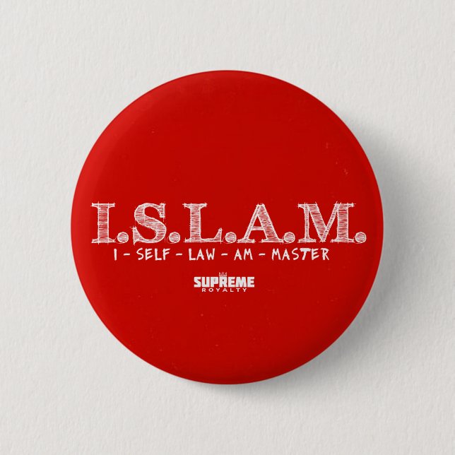 Supreme Royalty I.S.L.A.M Button (Red/White) (Front)