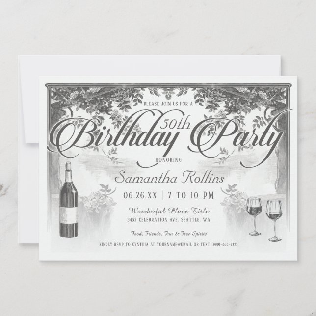 Supreme Vintage Birthday Party Invitations (Front)