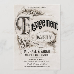 Supreme Vintage Engagement Party Invitations