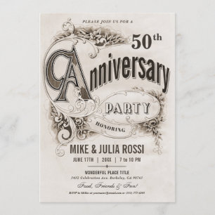 Supreme Vintage Wedding Anniversary Invitations