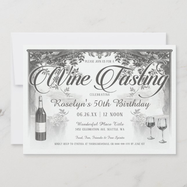 Supreme Vintage Wine Tasting Invitations (Front)