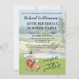 SUPRISE Stylish Golf Humour 40th Birthday Party Invitation