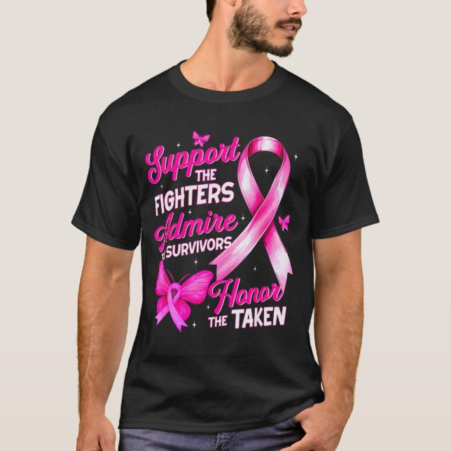 Suprt Admire Honor Breast Cancer Awareness Shirts  (Front)