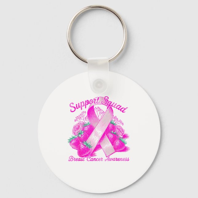 Suprt Squad Breast Cancer Awareness Nk Ribbon Wome Key Ring (Front)
