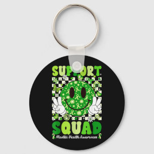 Suprt Squad Mental Health Awareness Green Ribbon Key Ring