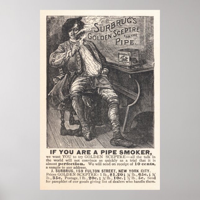 Surbrug's Golden Sceptre Pipe Tobacco Ad From 1892 Poster (Front)