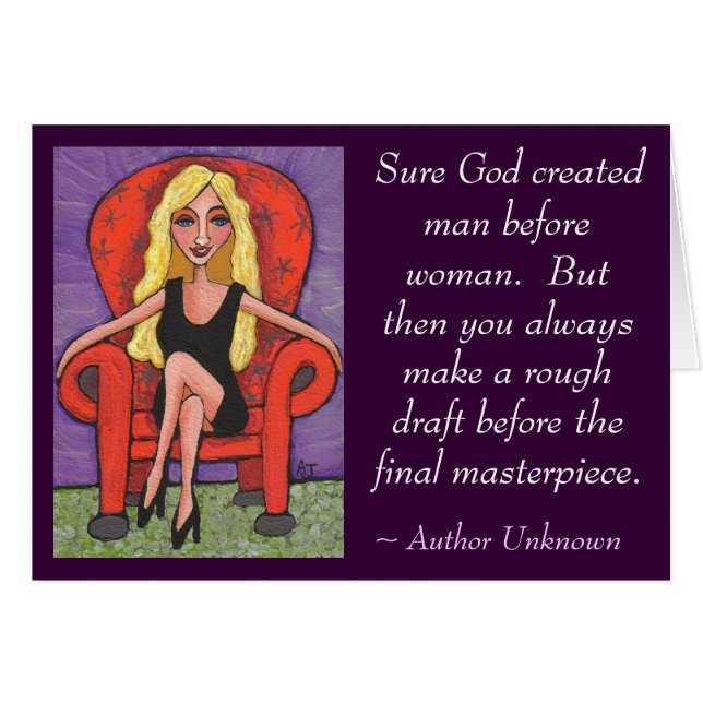 Sure God created man before woman... - card (Front Horizontal)