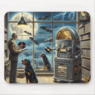 Surealistic vinyl,rottweiler mouse pad