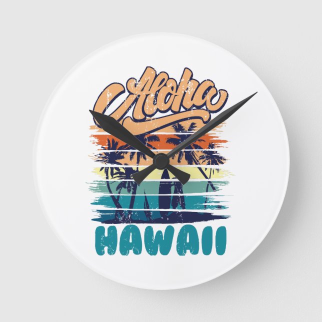 Surf - Aloha Hawaii Round Clock (Front)