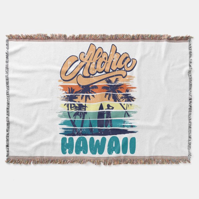 Surf - Aloha Hawaii Throw Blanket (Front)