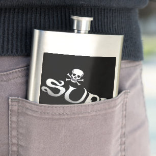 Surf and Skull black tilted stainless steel flask